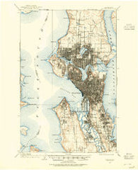 Seattle Washington Historical topographic map, 1:62500 scale, 15 X 15 Minute, Year 1908