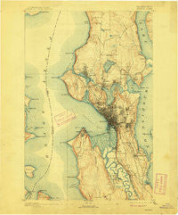 Seattle Washington Historical topographic map, 1:62500 scale, 15 X 15 Minute, Year 1894