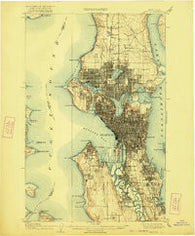 Seattle Washington Historical topographic map, 1:62500 scale, 15 X 15 Minute, Year 1909