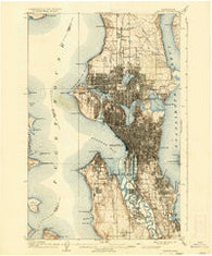 Seattle Washington Historical topographic map, 1:62500 scale, 15 X 15 Minute, Year 1909