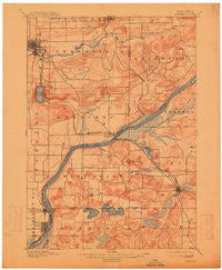 Baraboo Wisconsin Historical topographic map, 1:62500 scale, 15 X 15 Minute, Year 1895