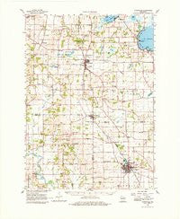 Evansville Wisconsin Historical topographic map, 1:62500 scale, 15 X 15 Minute, Year 1961