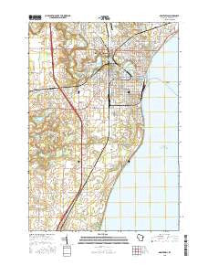 Manitowoc Wisconsin Current topographic map, 1:24000 scale, 7.5 X 7.5 Minute, Year 2015