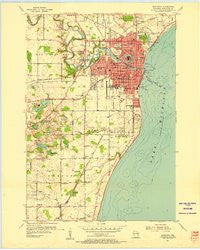 Manitowoc Wisconsin Historical topographic map, 1:24000 scale, 7.5 X 7.5 Minute, Year 1954