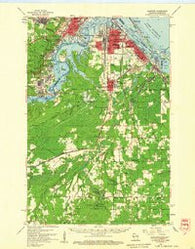Superior Minnesota Historical topographic map, 1:62500 scale, 15 X 15 Minute, Year 1954