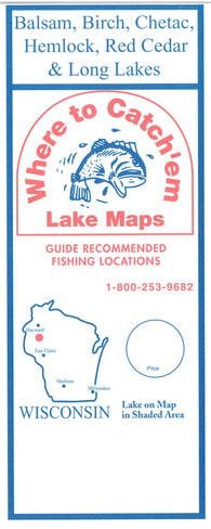 Buy map WI: Balsam, Birch, Chetac, Hemlock, Red Cedar & Long Lakes Fishing Map