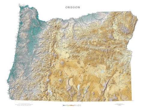 Buy map Oregon, Physical, Laminated Wall Map by Raven Maps