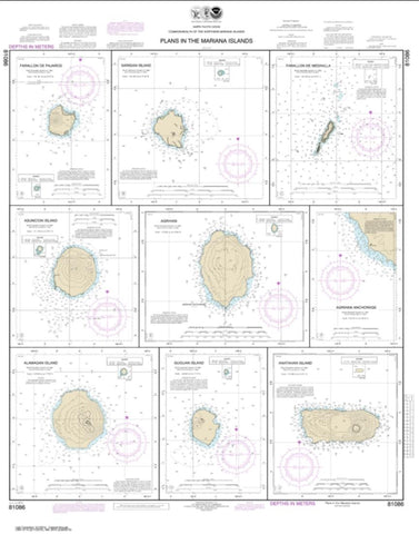 Buy map Plans in the Mariana Islands; Faraloon de Pajaros; Sarigan Island; Farallon de Medinilla; Ascuncion Island; Agrihan; Agrihan Anchorge; Alamagan Island; Guguan; Anatahan (81086-8) by NOAA