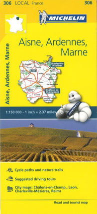 Buy map Aisne, Ardennes, Marne, France Road and Tourist Map by Michelin Travel Partner