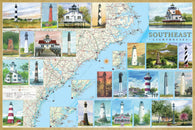 Buy map Southeast Lighthouses Map - Laminated Poster