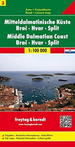 Buy map Croatia, Middle Dalmatian Coast, Brac, Hvar and Split by Freytag-Berndt und Artaria