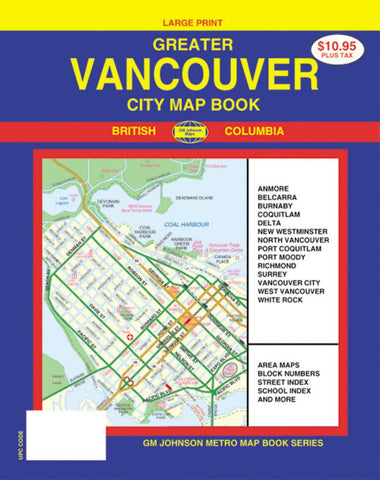 Buy map Vancouver, Greater, Canada, City Map Book, Large Print by GM Johnson