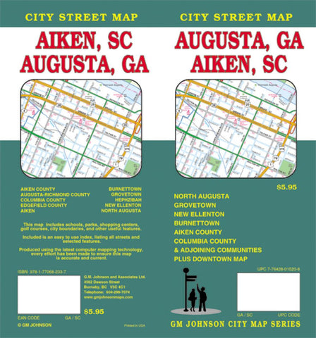 Buy map Augusta, Georgia and Aiken, South Carolina by GM Johnson