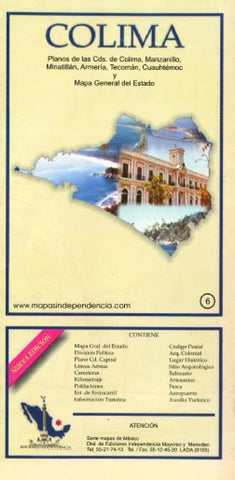 Buy map Colima, Mexico, State and Major Cities Map by Ediciones Independencia