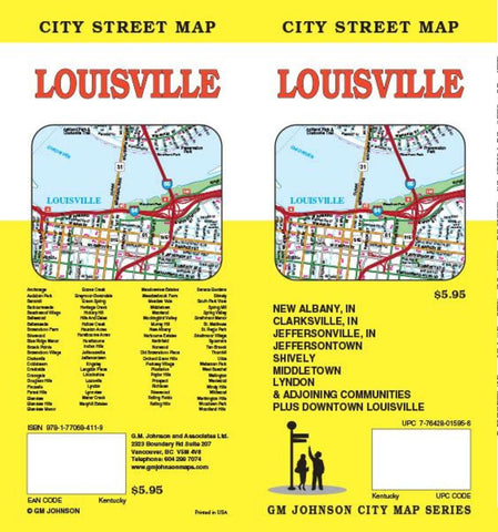 Buy map Louisville, Kentucky and New Albany, Indiana by GM Johnson