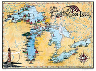 Buy map Great Lakes, Lighthouse Map