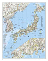 Buy map Japan and Korea, Laminated by National Geographic Maps