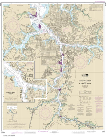 Buy map Norfolk Harbor and Elizabeth River (12253-47) by NOAA