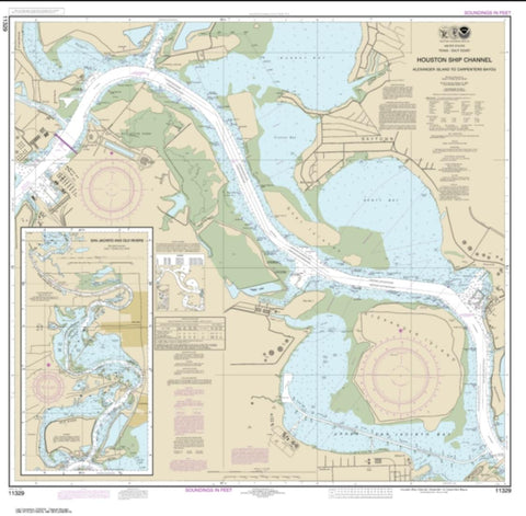 Buy map Houston Ship Channel Alexander Island to Carpenters Bayou; San Jacinto and Old Rivers (11329-39) by NOAA