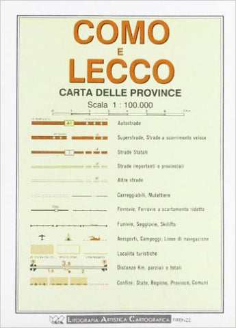 Buy map Como/Lecce Province, Italy by Litografia Artistica Cartografica