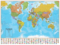 Buy map Hemispheres Blue Ocean Series Bi-Lingual French/English World Laminated Wall Map : 38 x 51