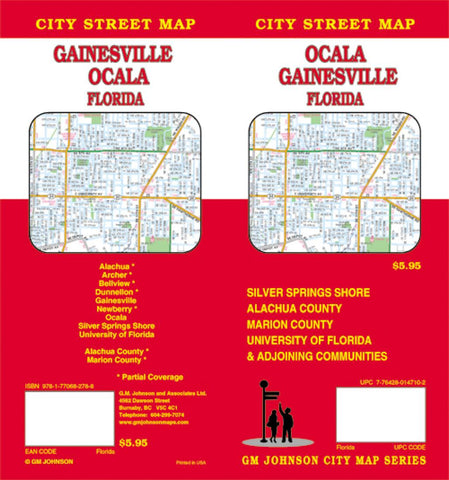 Buy map Ocala and Gainesville, Florida by GM Johnson