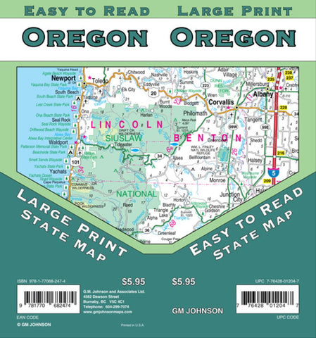 Buy map Oregon, large print by GM Johnson