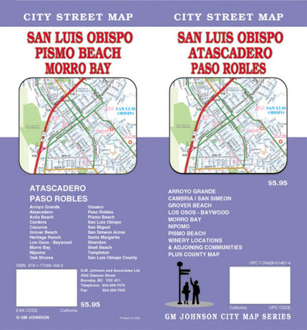 Buy map San Luis Obispo, Atascadero and Paso Robles, California by GM Johnson