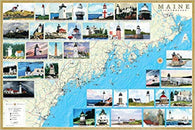 Buy map Maine Lighthouses Map - Laminated Poster