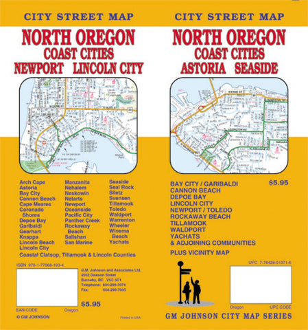 Buy map Oregon, North with Coast Cities, Astoria and Seaside by GM Johnson