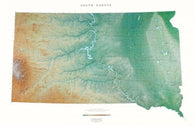 Buy map South Dakota, Physical, Laminated Wall Map by Raven Maps