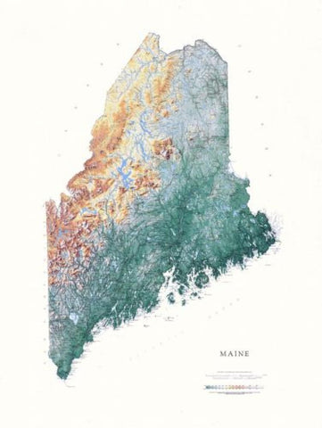 Buy map Maine, Physical Wall Map by Raven Maps
