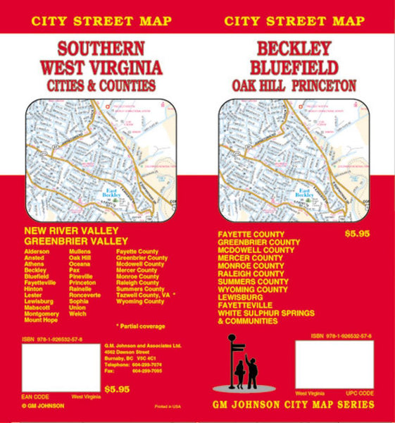 Buy map Beckley, Bluefield, Oak Hill and Princeton, West Virginia by GM Johnson