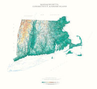 Buy map Massachusetts, Connecticut and Rhode Island, Physical Wall Map by Raven Maps