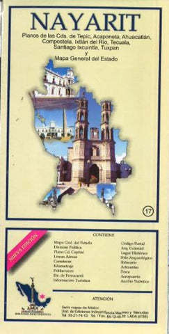 Buy map Nayarit, Mexico, State and Major Cities Map by Ediciones Independencia
