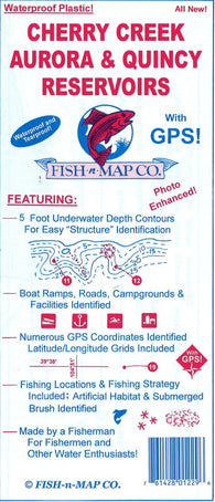 Buy map Cherry Creek, Aurora, & Quincy Reservoirs Fishing Map