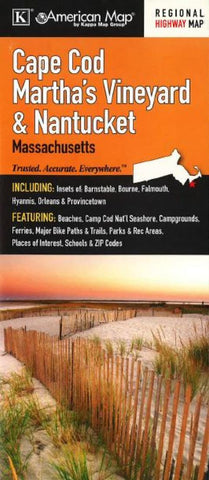 Buy map Cape Cod, Marthas Vineyard and Nantucket, Massachusetts by Kappa Map Group