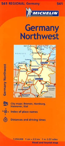 Buy map Schleswig-Holstein, Niedersachsen, Hamburg, and Bremen (541) by Michelin Maps and Guides