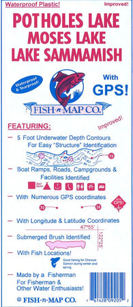 Buy map Potholes Lake, Moses Lake, & Lake Sammamish Fishing Map