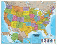 Buy map Hemispheres Blue Ocean Series United States Laminated Wall Map : 38 x 48  boxed