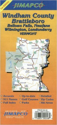 Buy map Windham County and Brattleboro, Vermont by Jimapco