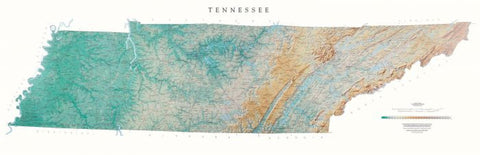 Buy map Tennessee - Physical, Laminated Wall Map by Raven Maps