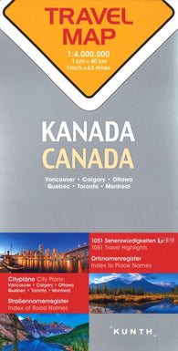 Buy map Canada = Canada, Vancouver, Calgary, Ottawa, Quebec, Toronto, Montreal: travel map = Canadá = Kanada