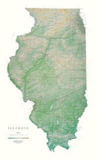 Buy map Illinois, Physical, Laminated Wall Map by Raven Maps