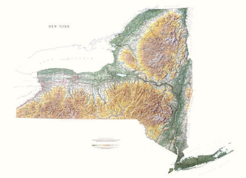 Buy map New York, Physical, Laminated Wall Map by Raven Maps