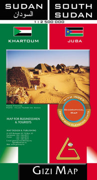 Buy map Sudan and South Sudan Geographical Map by GiziMap