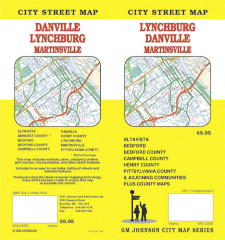 Buy map Lynchburg : Danville : Martinsville : city street map = Danville : Lynchburg : Martinsville : city street map