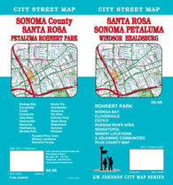 Buy map Santa Rosa, Sonoma, Petaluma, Windsor and Healdsburg, California by GM Johnson