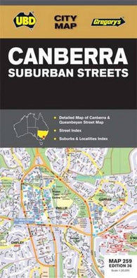Buy map Canberra, Australia, Suburban Streets by Universal Publishers Pty Ltd