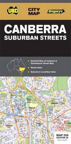 Buy map Canberra, Australia, Suburban Streets by Universal Publishers Pty Ltd